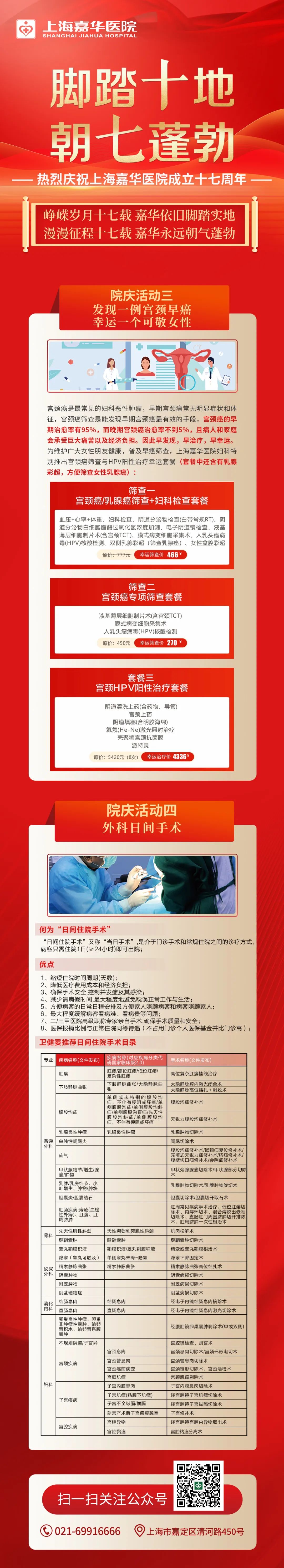 上海嘉华医院十七周年院庆活动第二弹（妇科宫颈筛查、外科日间手术）